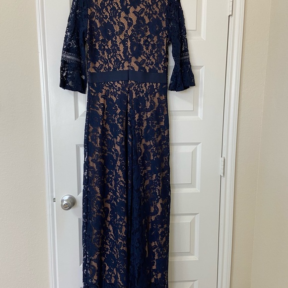 MissMay Maxi Lace Dress Blue/Tan Size M - Picture 8 of 8